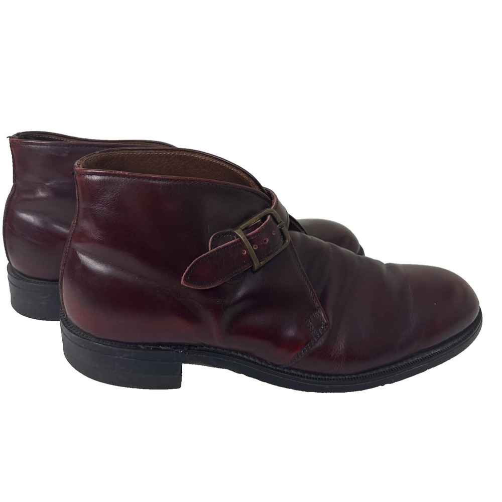 Vintage Walk Over Ankle Boots Monk Strap Leather Womens 8D Burgundy Classic 90s